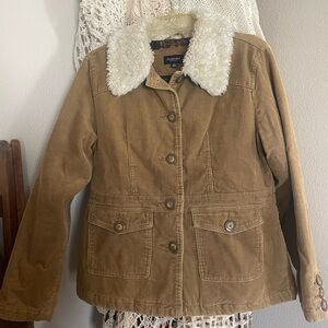 Sonoma Tan and White Utility Jacket with Sherpa Collar